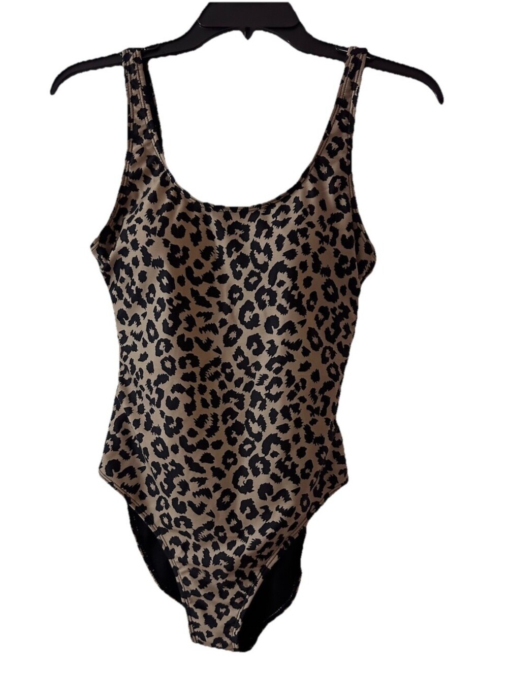 Nicole Miller Studio 1pc Swimsuit Scoop Back Sand Stone Cheetah Print Small NEW